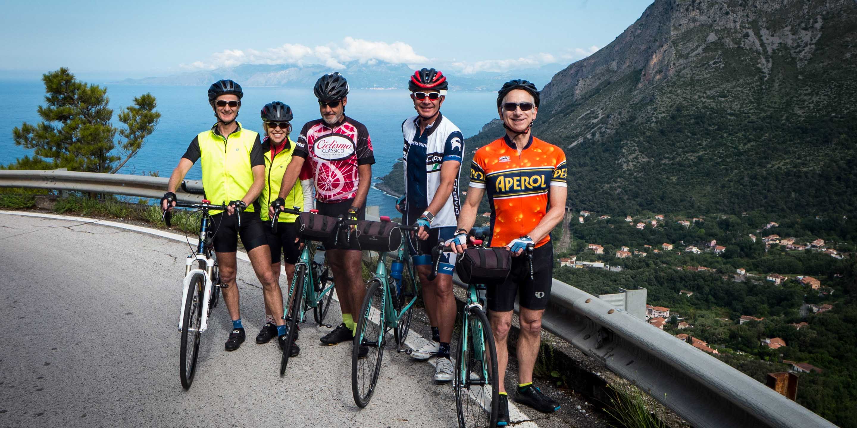 Group of bikers at scenic stop